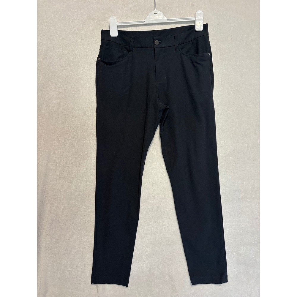 Lululemon ABC Pant Slim Warpstreme Black Mens 31x30‎ Square Dot Pants LM5ALWS
